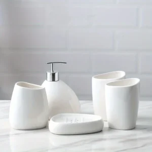 accessoire salle de bain céramique blanc