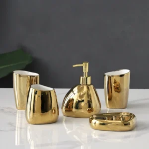 Accessoires de salle de bain doré